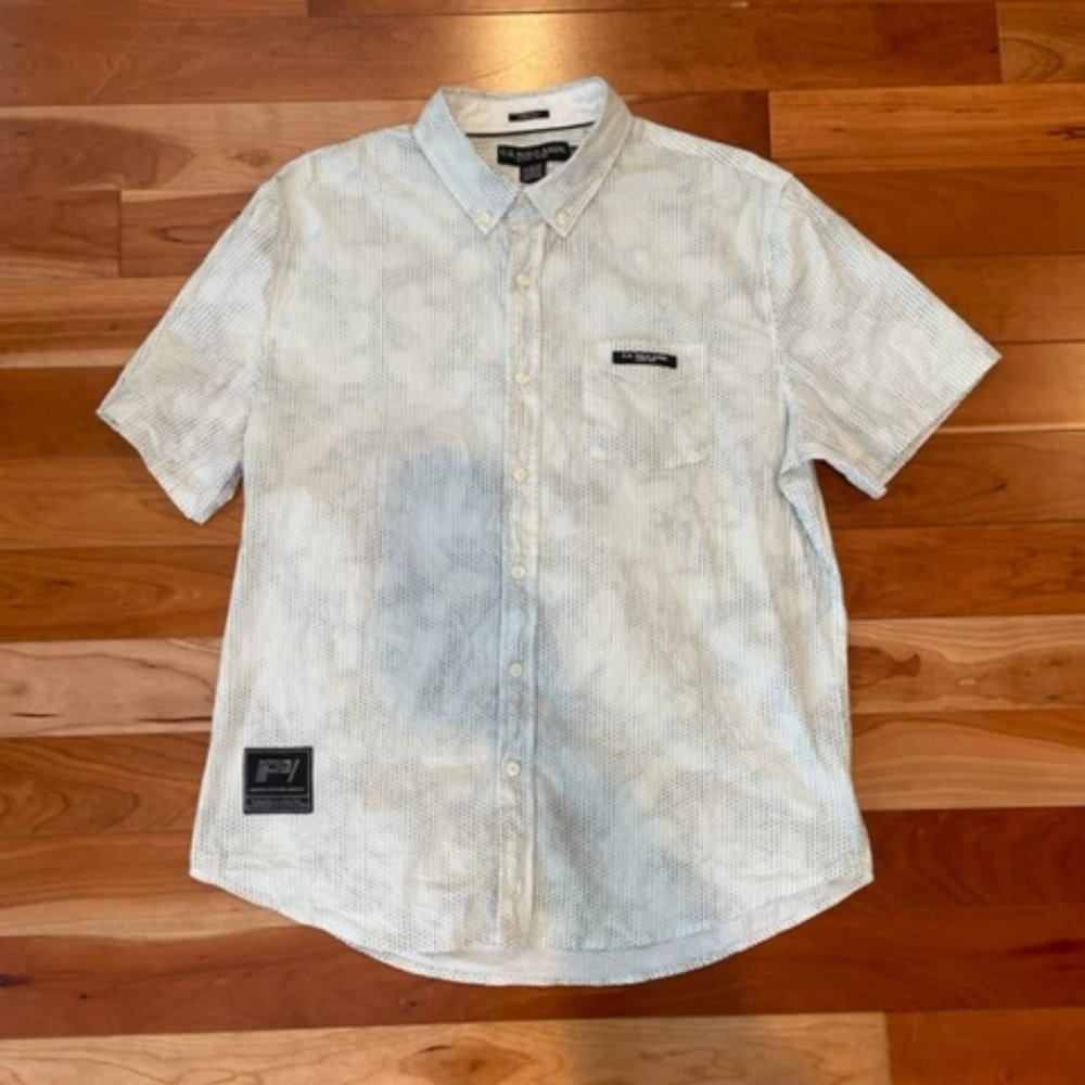 U.S. Polo Assn. Slim Fit Stretch Button Down Short Sleeve Shirt IP3 - Men's XL